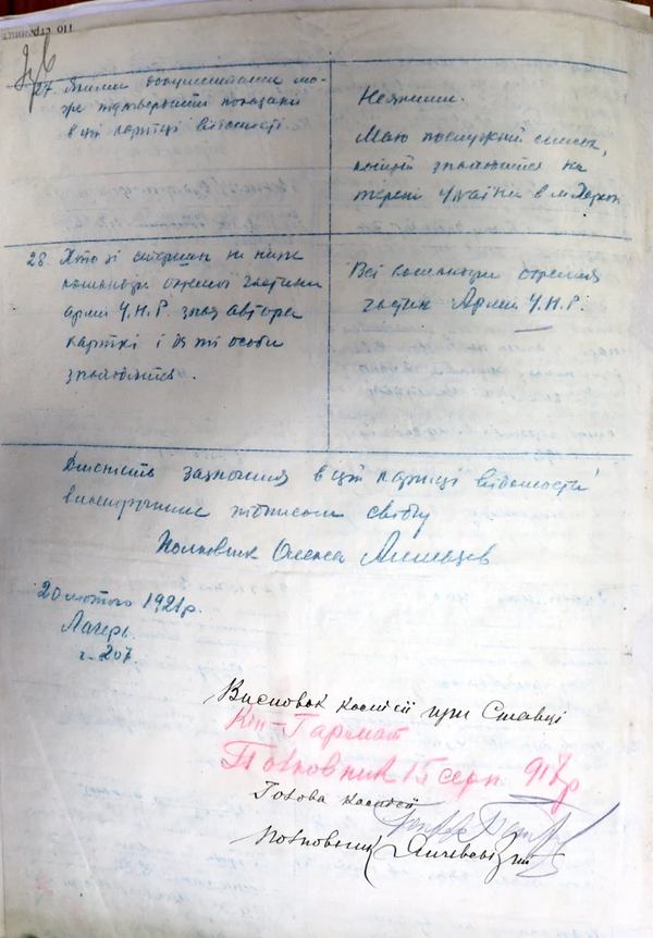 &laquo;Регістраційна картка&raquo; Олекси Алмазова, власноруч ним заповнена у лютому 1921 року (з фондів ЦДАВОУ)